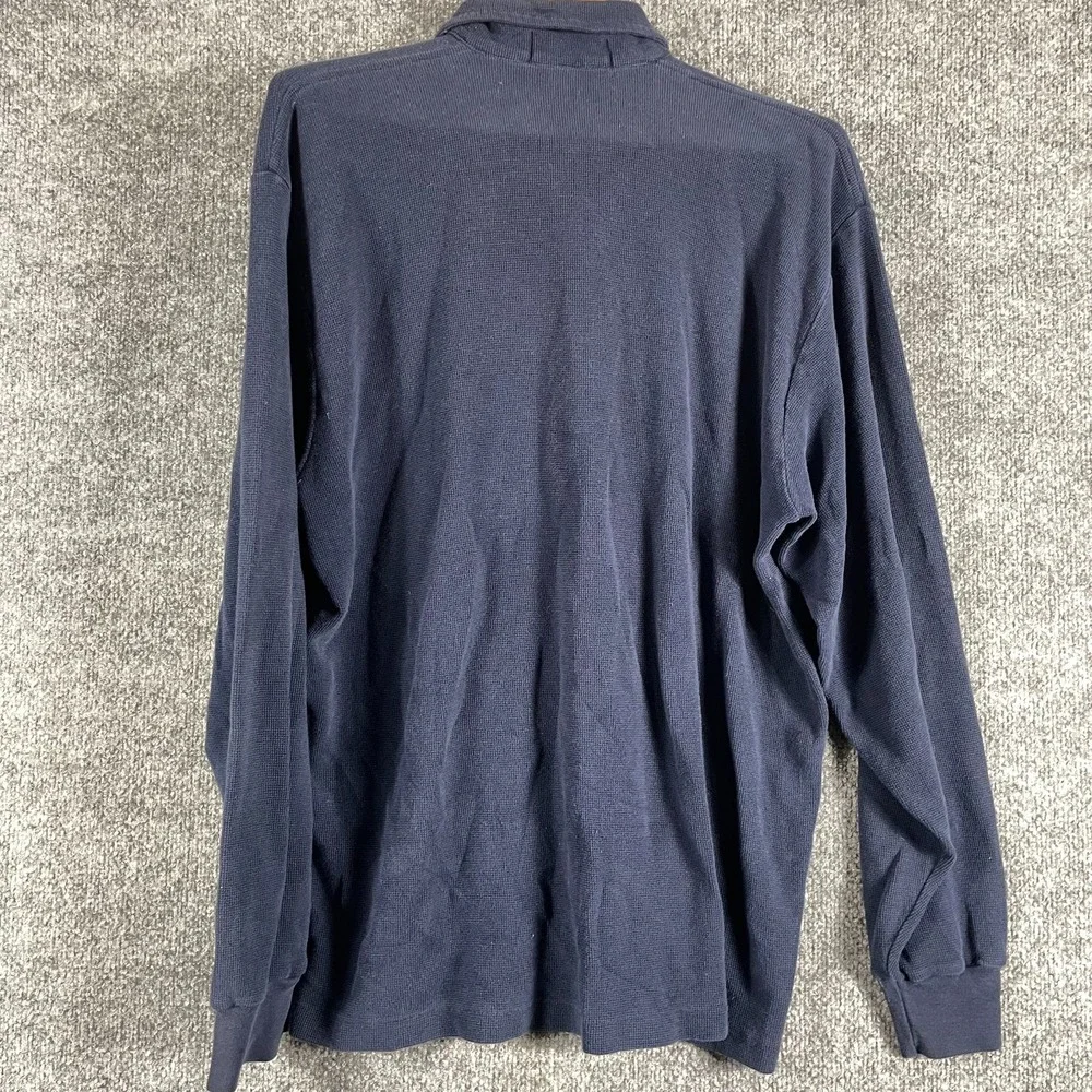 Polo Sport Ralph Lauren Shirt Mens Medium Blue Half Zap Pockets Polo Y2K Loose